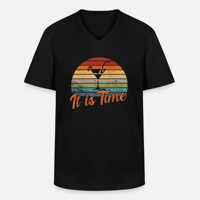 It is Time / Cocktail - Männer-T-Shirt mit V-Ausschnitt - Schwarz