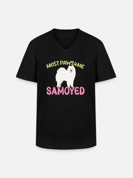 MostPAWSOME Samoyed - Men's V-Neck T-Shirt - black