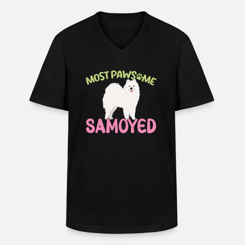 MostPAWSOME Samojeden - Männer-T-Shirt mit V-Ausschnitt - Schwarz