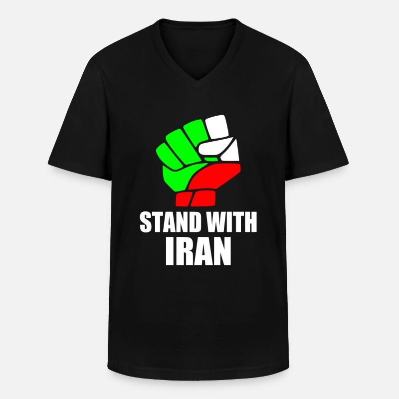 Stand with iran - Männer-T-Shirt mit V-Ausschnitt - Schwarz