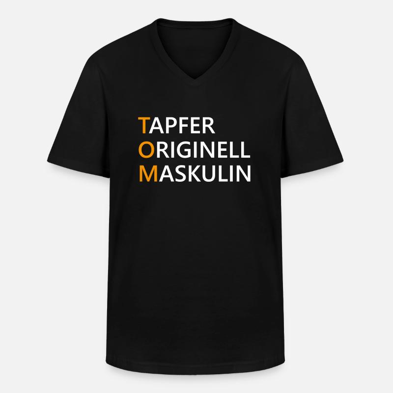 Tom Name Geschenk - Männer-T-Shirt mit V-Ausschnitt - Schwarz