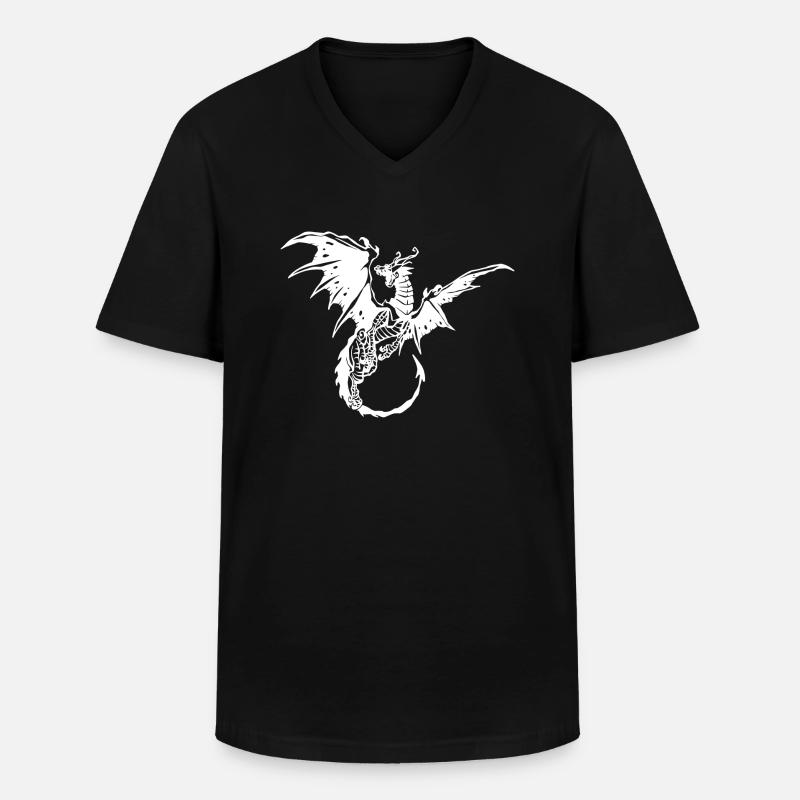 Drache - Männer-T-Shirt mit V-Ausschnitt - Schwarz