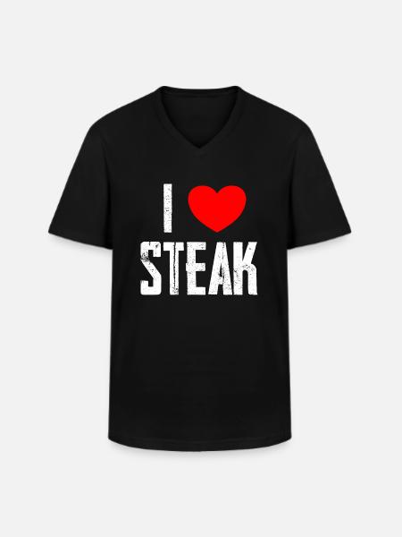 I Love Steak - Men's V-Neck T-Shirt - black