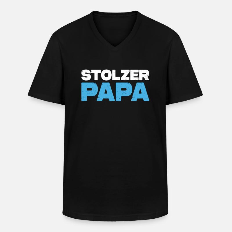 Stolzer Papa - Männer-T-Shirt mit V-Ausschnitt - Schwarz