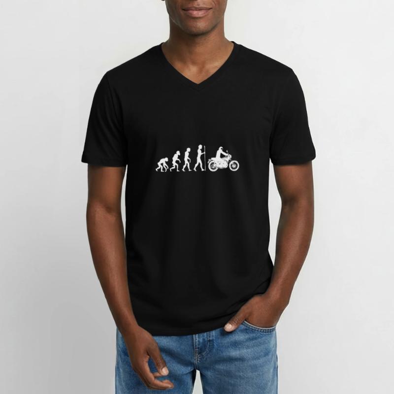 Evolution Affe Mensch Motorrad Biker Geschenk Idee Männer-T-Shirt mit V-Ausschnitt