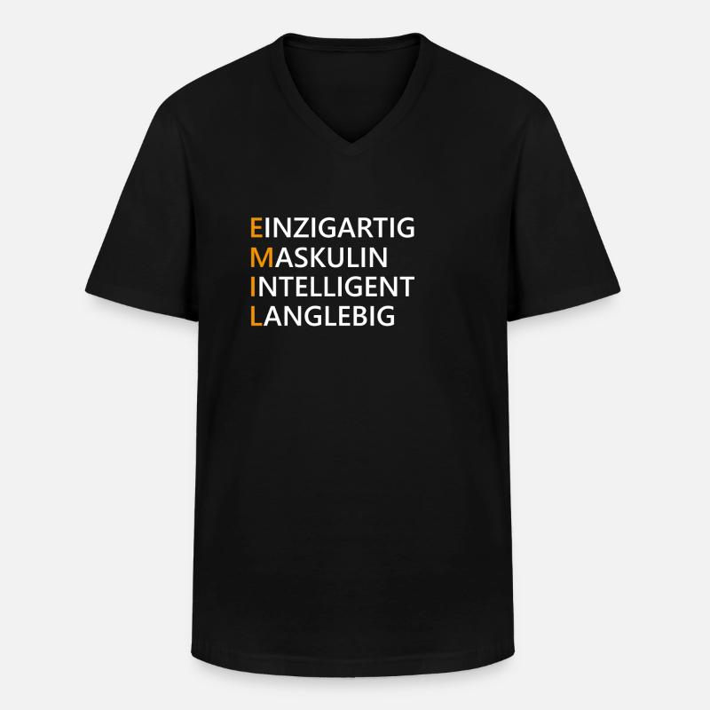 Emil Name Geschenk - Männer-T-Shirt mit V-Ausschnitt - Schwarz