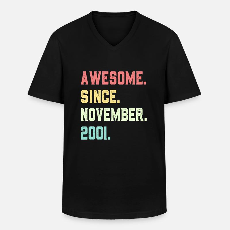 Awesome Since November 2001 - Men's V-Neck T-Shirt - black