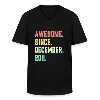 Awesome Since December 2011 - Men's V-Neck T-Shirt - black - Front - AI Model Male 178 dark (178cm)