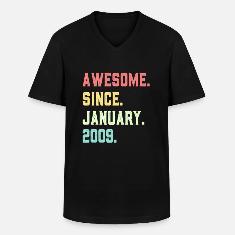 Awesome since January 2009 - Men's V-Neck T-Shirt - black