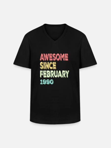 Awesome since February 1990 - Men's V-Neck T-Shirt - black