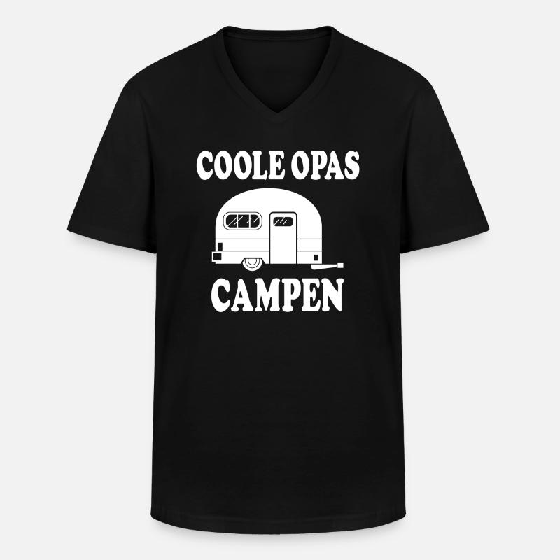 Opa camping Opas campen - Männer-T-Shirt mit V-Ausschnitt - Schwarz