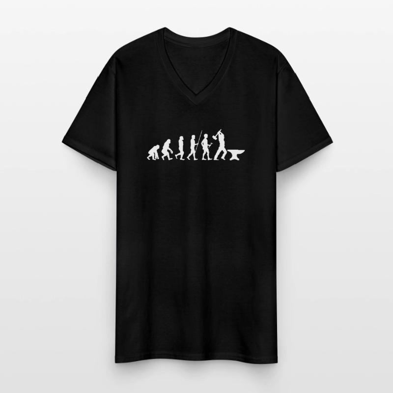 Maréchal-ferrant évolution forgeron T-shirt col V Homme