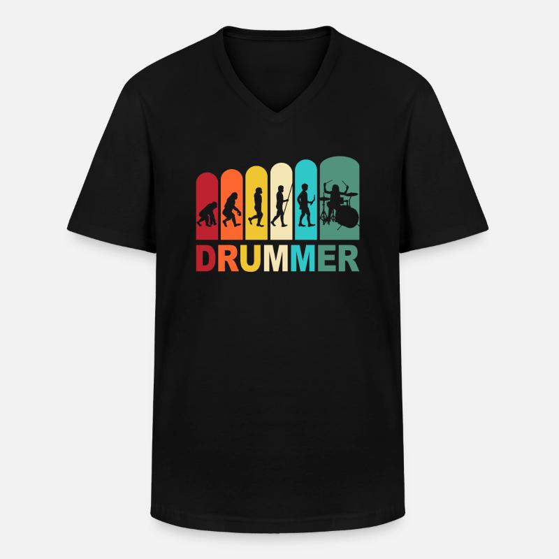 Drummer Evolution Schlagzeuger Schlagzeug Drums - Männer-T-Shirt mit V-Ausschnitt - Schwarz