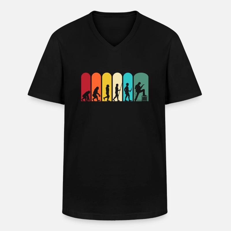 Gitarrist Evolution Gitarre Retro - Männer-T-Shirt mit V-Ausschnitt - Schwarz