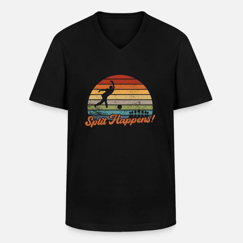 Split Happens / Bowling - Männer-T-Shirt mit V-Ausschnitt - Schwarz