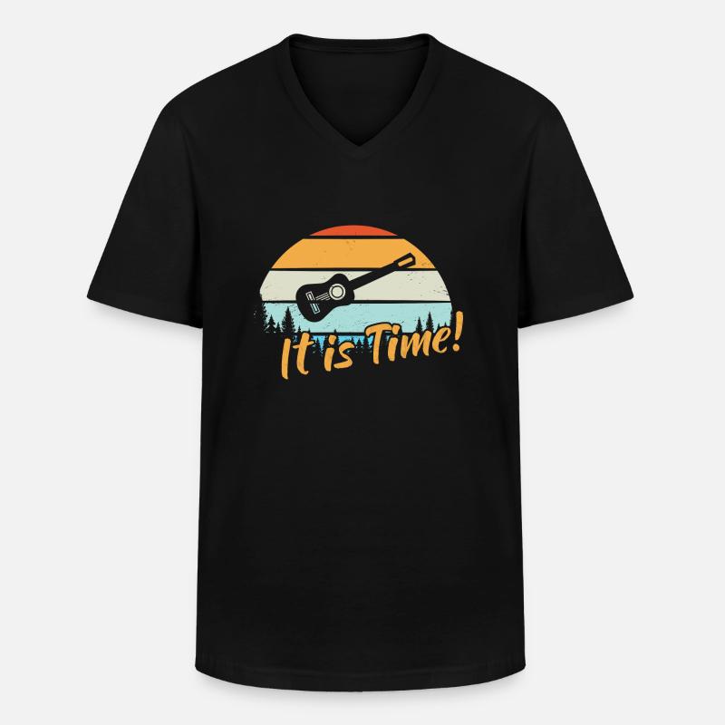 It is Time / Gitarre - Männer-T-Shirt mit V-Ausschnitt - Schwarz