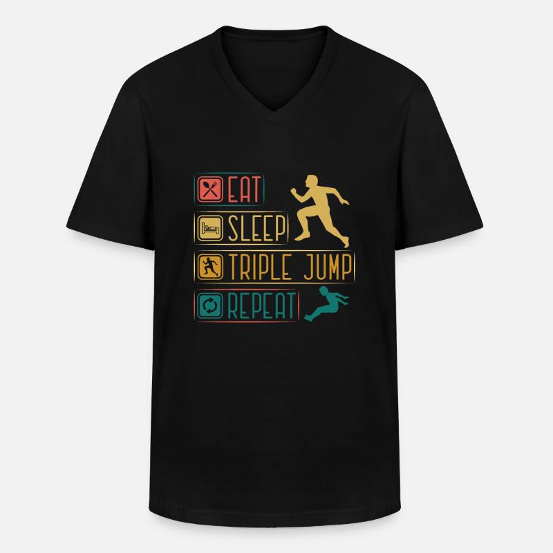 Eat Sleep Tripple Jump Repeat - Männer-T-Shirt mit V-Ausschnitt - Schwarz