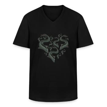 Herz Aal - Männer-T-Shirt mit V-Ausschnitt - Schwarz - Vorne - AI Model Male 178 dark (178cm)