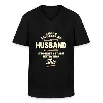 Intelligent, gutaussehend und Ehemann... - Männer-T-Shirt mit V-Ausschnitt - Schwarz - Vorne - AI Model Male 178 dark (178cm)