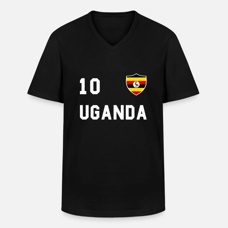 Uganda Flagge, Geschenk - Männer-T-Shirt mit V-Ausschnitt - Schwarz