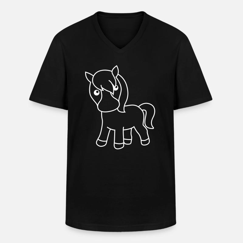 Pferd Comic Tier - Männer-T-Shirt mit V-Ausschnitt - Schwarz