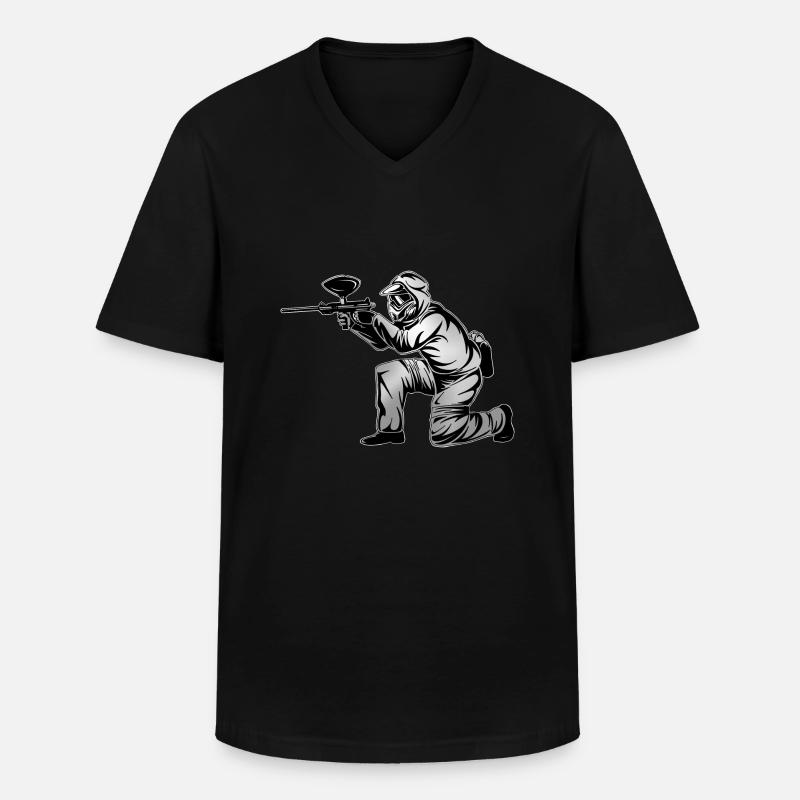 Paintball - Männer-T-Shirt mit V-Ausschnitt - Schwarz