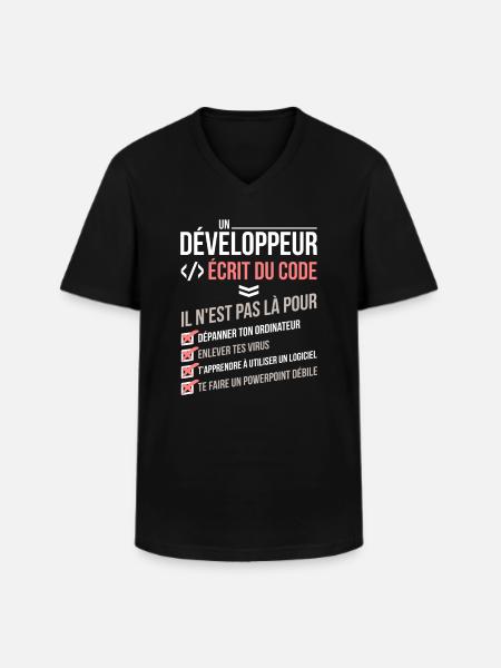 Un développeur - T-shirt col V Homme - noir