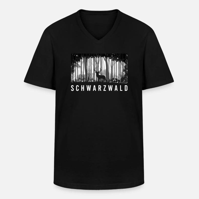 Schwarzwald Hirsch - Männer-T-Shirt mit V-Ausschnitt - Schwarz