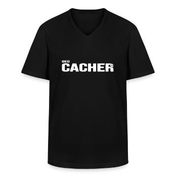 Geocache Schnitzeljagd outdoor-life Wanderheld - Männer-T-Shirt mit V-Ausschnitt - Schwarz - Vorne - AI Model Male 178 dark (178cm)