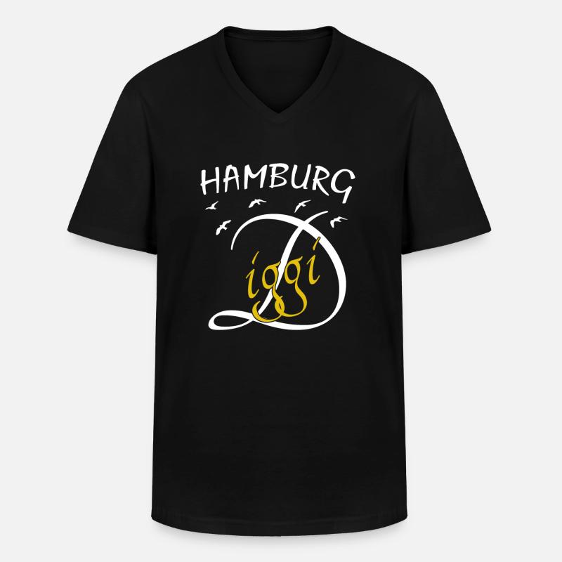 Anker Hamburg Diggi - Männer-T-Shirt mit V-Ausschnitt - Schwarz
