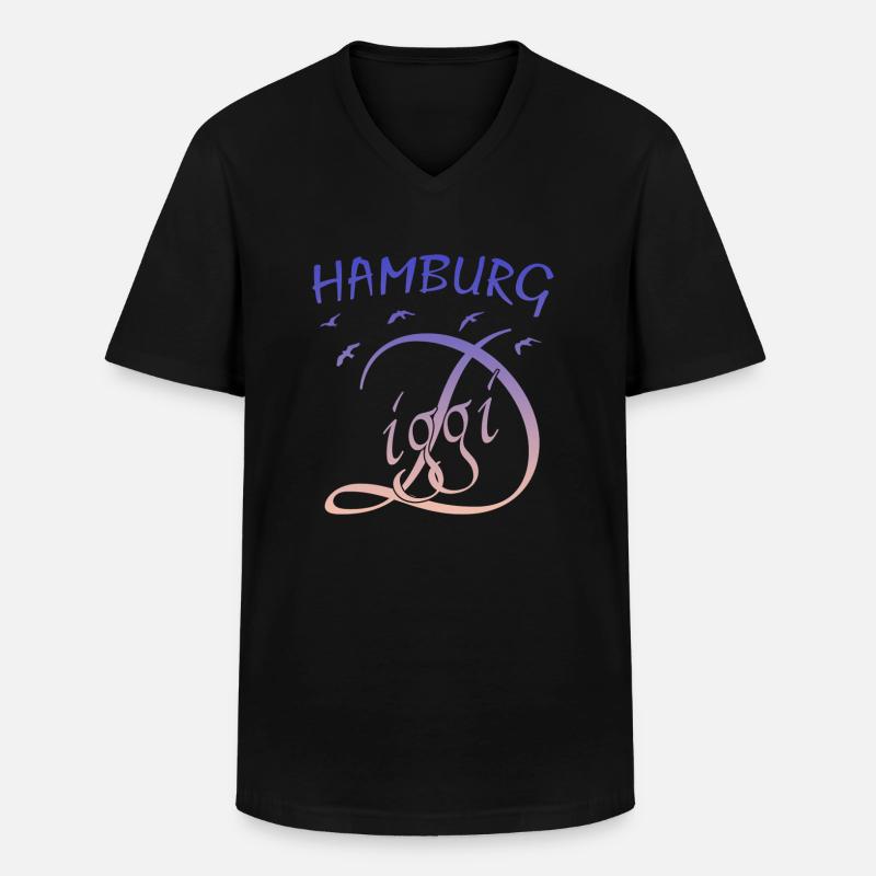 Hamburg Diggi - Männer-T-Shirt mit V-Ausschnitt - Schwarz