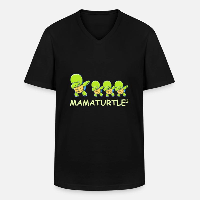 Schwanger werdene Mutter Drillinge Schildkröte - Männer-T-Shirt mit V-Ausschnitt - Schwarz