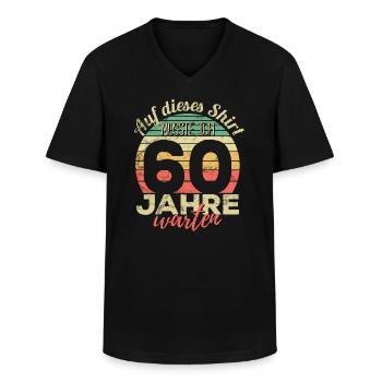 J'ai dû attendre 60 ans pour cette chemise - 60 ans. - T-shirt col V Homme - noir - Devant - AI Model Male 178 dark (178cm)