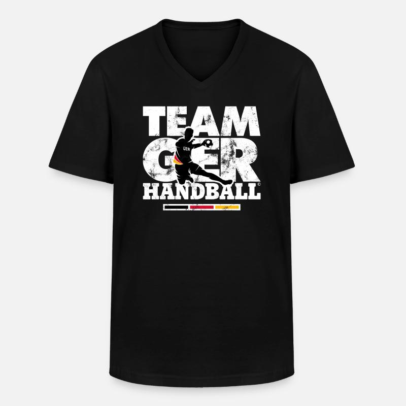 HANDBALL EM TEAM GERMANY - Männer-T-Shirt mit V-Ausschnitt - Schwarz
