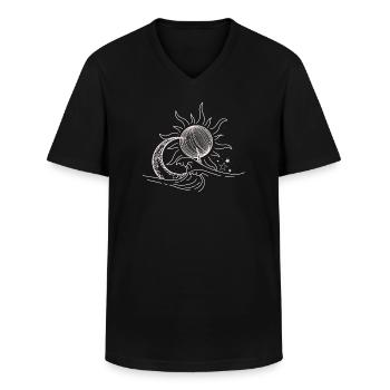 Mond Sonne Sterne Umweltschutz Natur Gezeiten - Männer-T-Shirt mit V-Ausschnitt - Schwarz - Vorne - AI Model Male 178 dark (178cm)