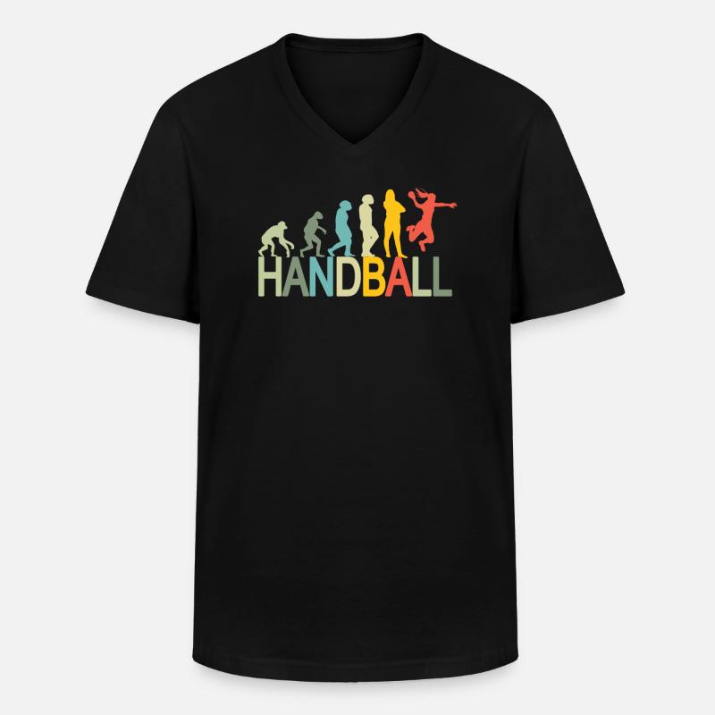Lstiges Handball Design Evolution - Männer-T-Shirt mit V-Ausschnitt - Schwarz