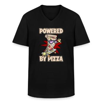 Pizza Skater Skateboard Propulsé par Pizza - T-shirt col V Homme - noir - Devant - AI Model Male 178 dark (178cm)