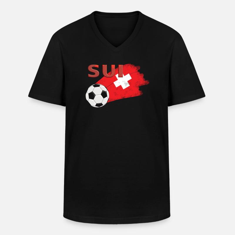 Fahne Schweiz - Männer-T-Shirt mit V-Ausschnitt - Schwarz