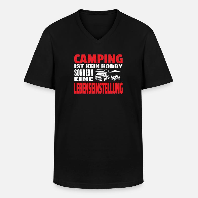 Camper Geschenkidee Camping - Männer-T-Shirt mit V-Ausschnitt - Schwarz