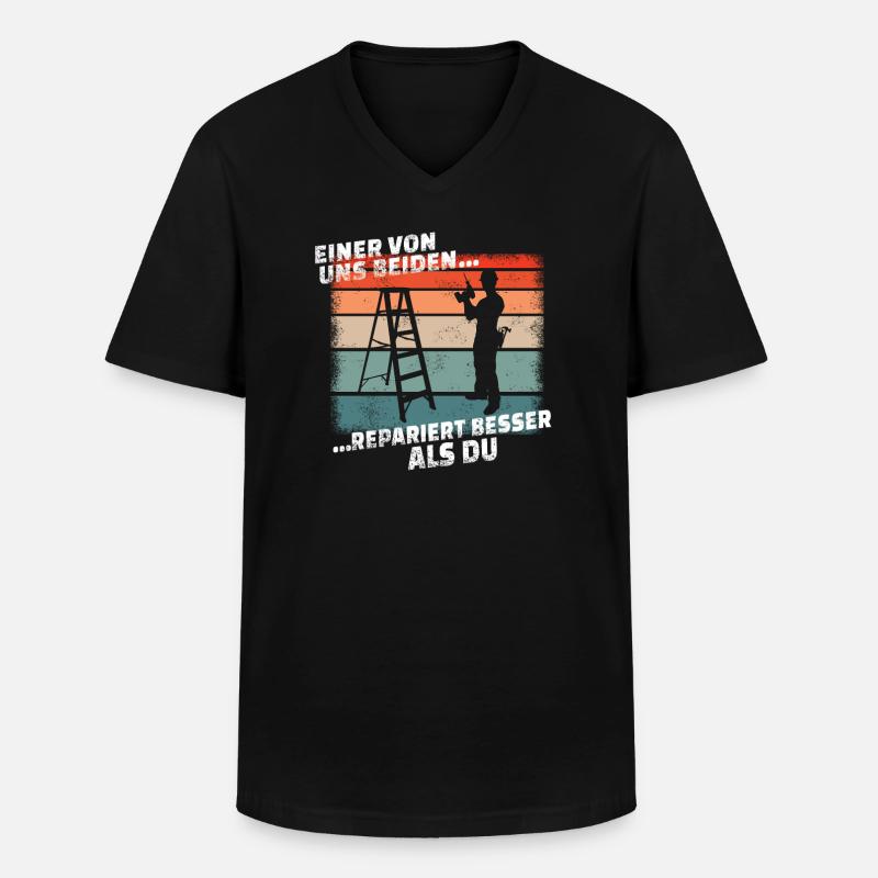 Heimwerker Geschenkidee Handwerker - Männer-T-Shirt mit V-Ausschnitt - Schwarz