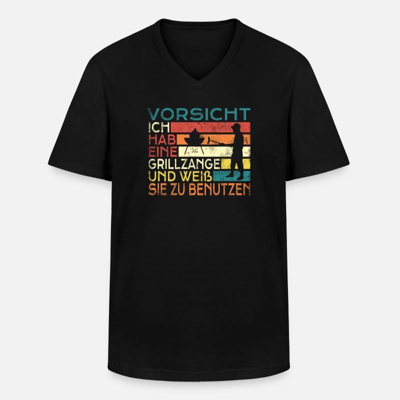 Grillen und Camper Geschenkidee - Männer-T-Shirt mit V-Ausschnitt - Schwarz