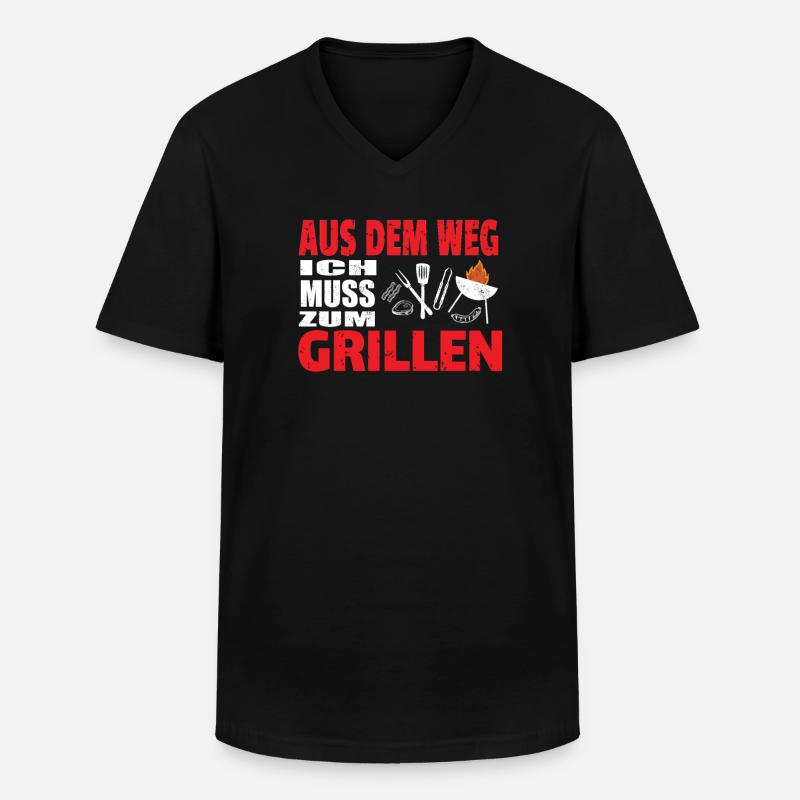 Grillen und Camper Geschenkidee - Männer-T-Shirt mit V-Ausschnitt - Schwarz