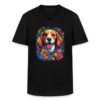 Cadeau de chien Beagle - T-shirt col V Homme - noir - Devant - AI Model Male 178 dark (178cm)