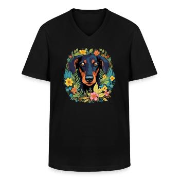Dobermann Hund Geschenk - Männer-T-Shirt mit V-Ausschnitt - Schwarz - Vorne - AI Model Male 178 dark (178cm)