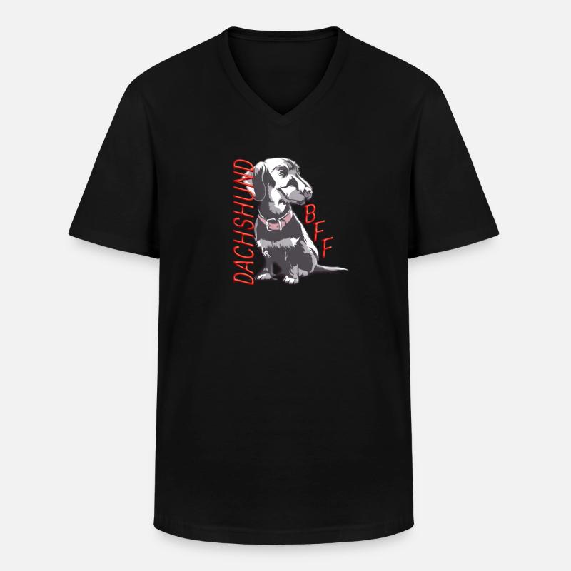 Hund Dackel Hundebesitzer Geschenkidee - Männer-T-Shirt mit V-Ausschnitt - Schwarz