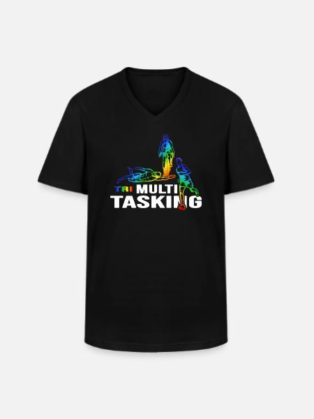 Triathlon multitâche triathlète « natation-vélo-course » - T-shirt col V Homme - noir