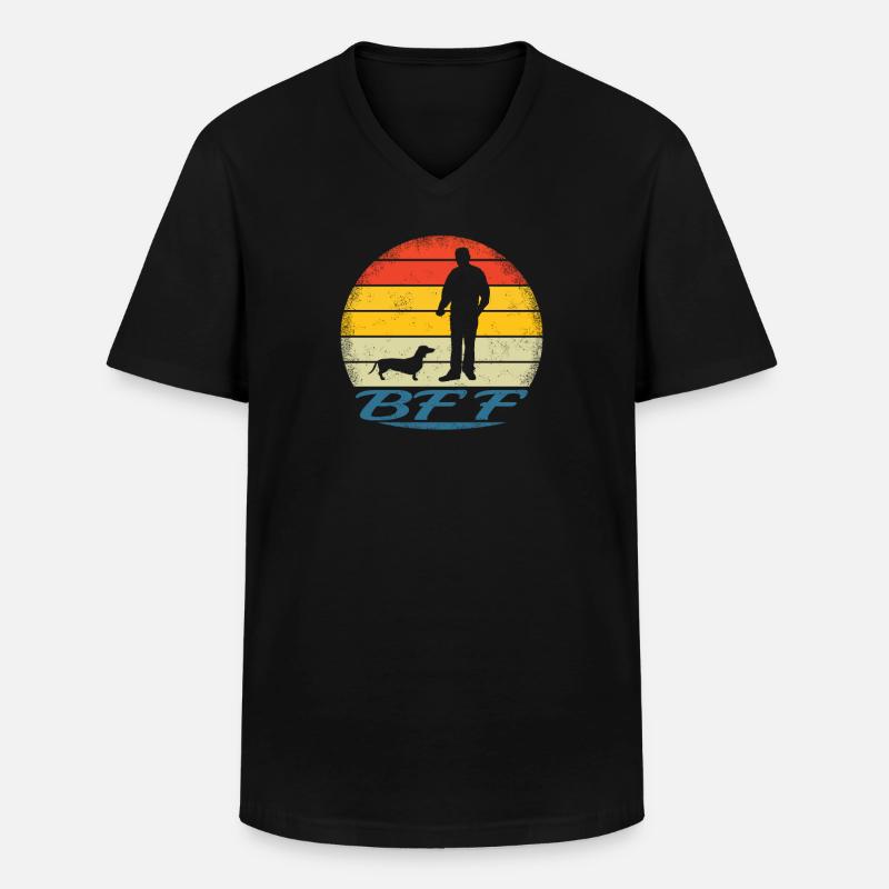 Hund Dackel Hundebesitzer Geschenkidee - Männer-T-Shirt mit V-Ausschnitt - Schwarz