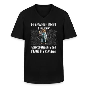 Meanwhile, in box Schroedingers cat plans revenge - Männer-T-Shirt mit V-Ausschnitt - Schwarz - Vorne - AI Model Male 178 dark (178cm)