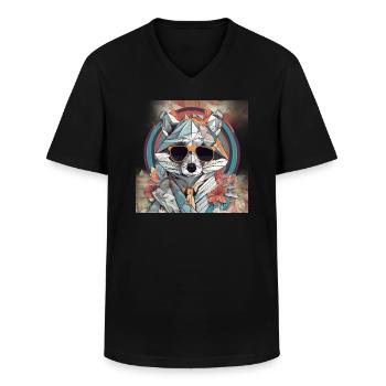 Raton laveur épique - T-shirt col V Homme - noir - Devant - AI Model Male 178 dark (178cm)