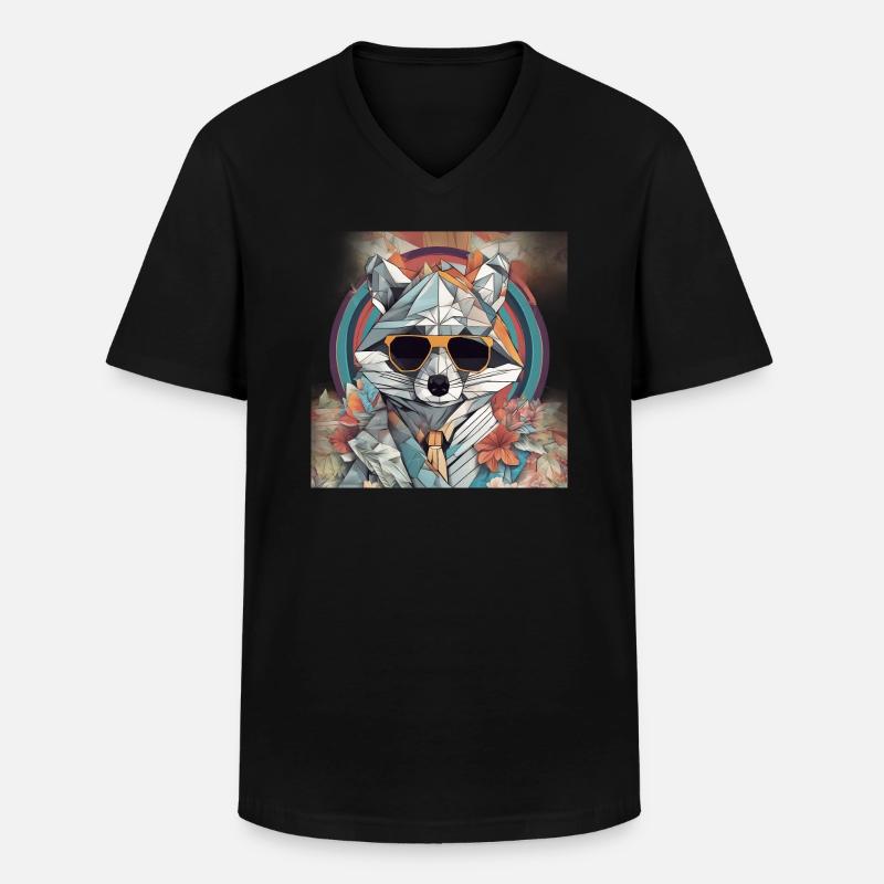 Epischer Waschbär - Männer-T-Shirt mit V-Ausschnitt - Schwarz